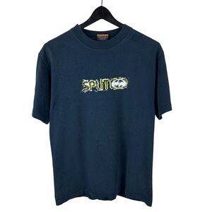 Vintage Y2K Split Skateboard Center Logo Streetwear Blue Shirt Size M